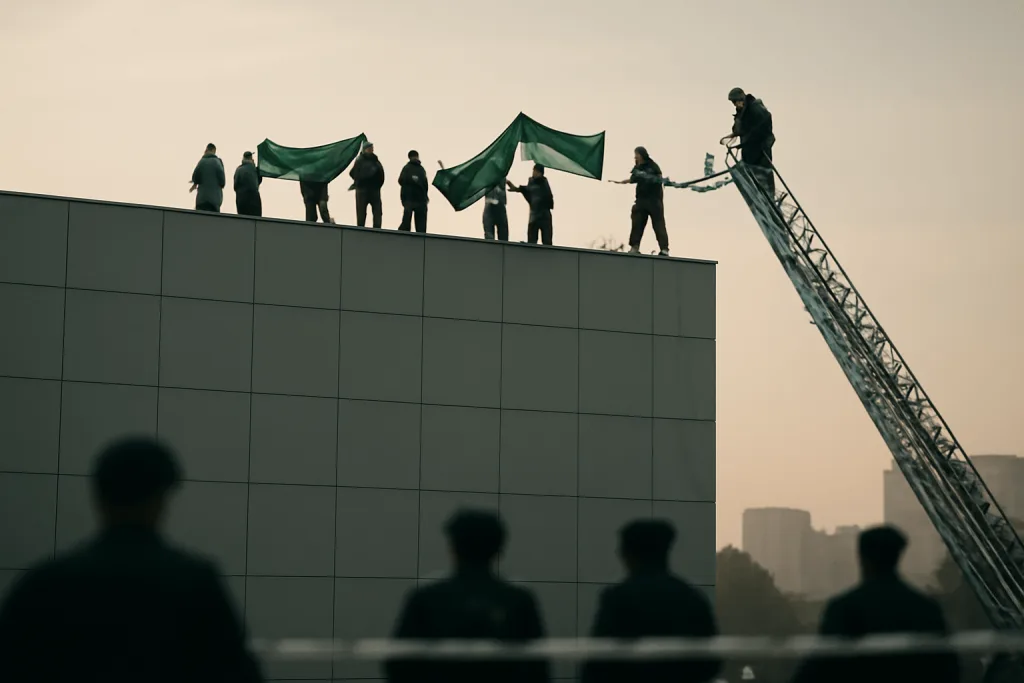Aktivisté Greenpeace obsadili střechu ministerstva životního prostředí v Praze