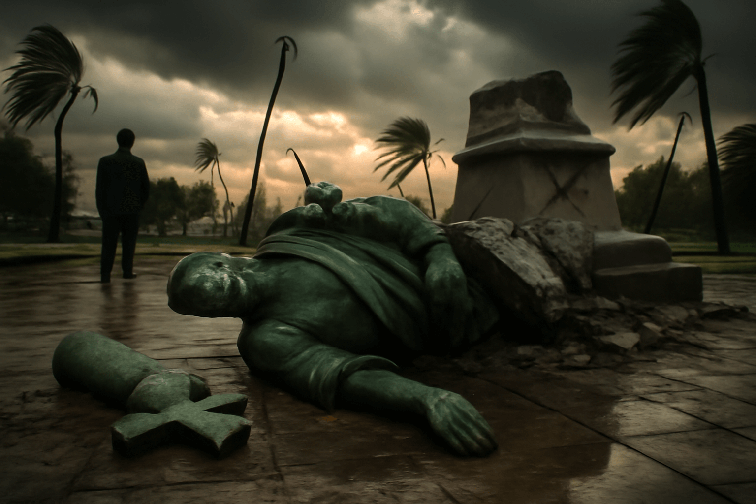 Replika Sochy svobody v brazilské Guaíbě spadla po nárazech větru