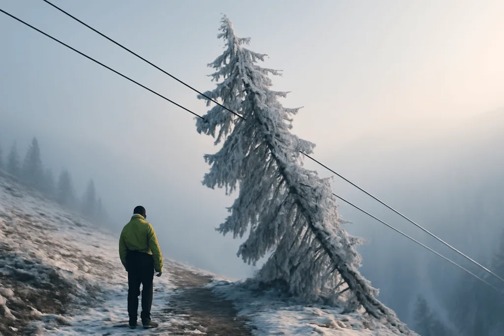 Na Kleti strom spadl na lana lanovky. Lanovka mimo provoz, nikdo nebyl zraněn