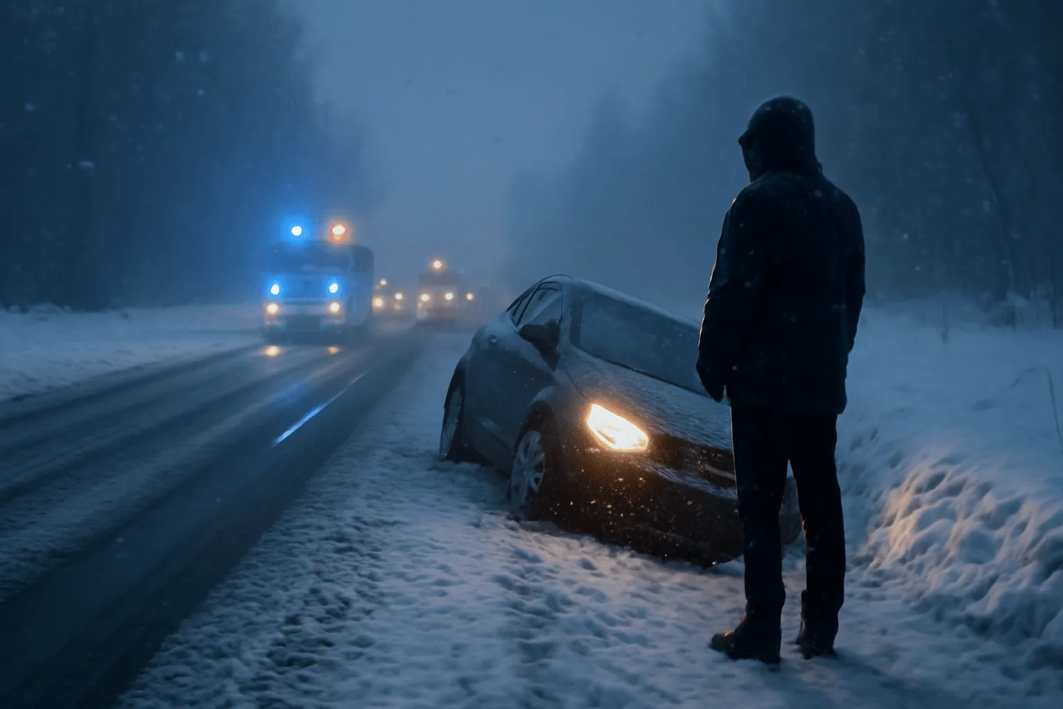 Husté sněžení ztížilo provoz po celé zemi, hasiči a policie řeší desítky nehod