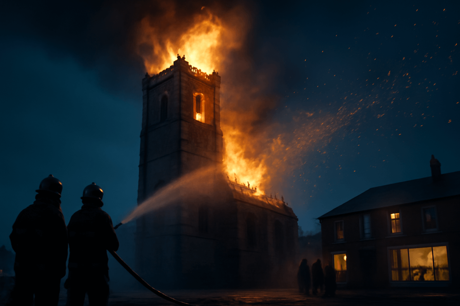 Oheň v noci zdevastoval Vondelkerk v Amsterdamu, desítky domů evakuovány