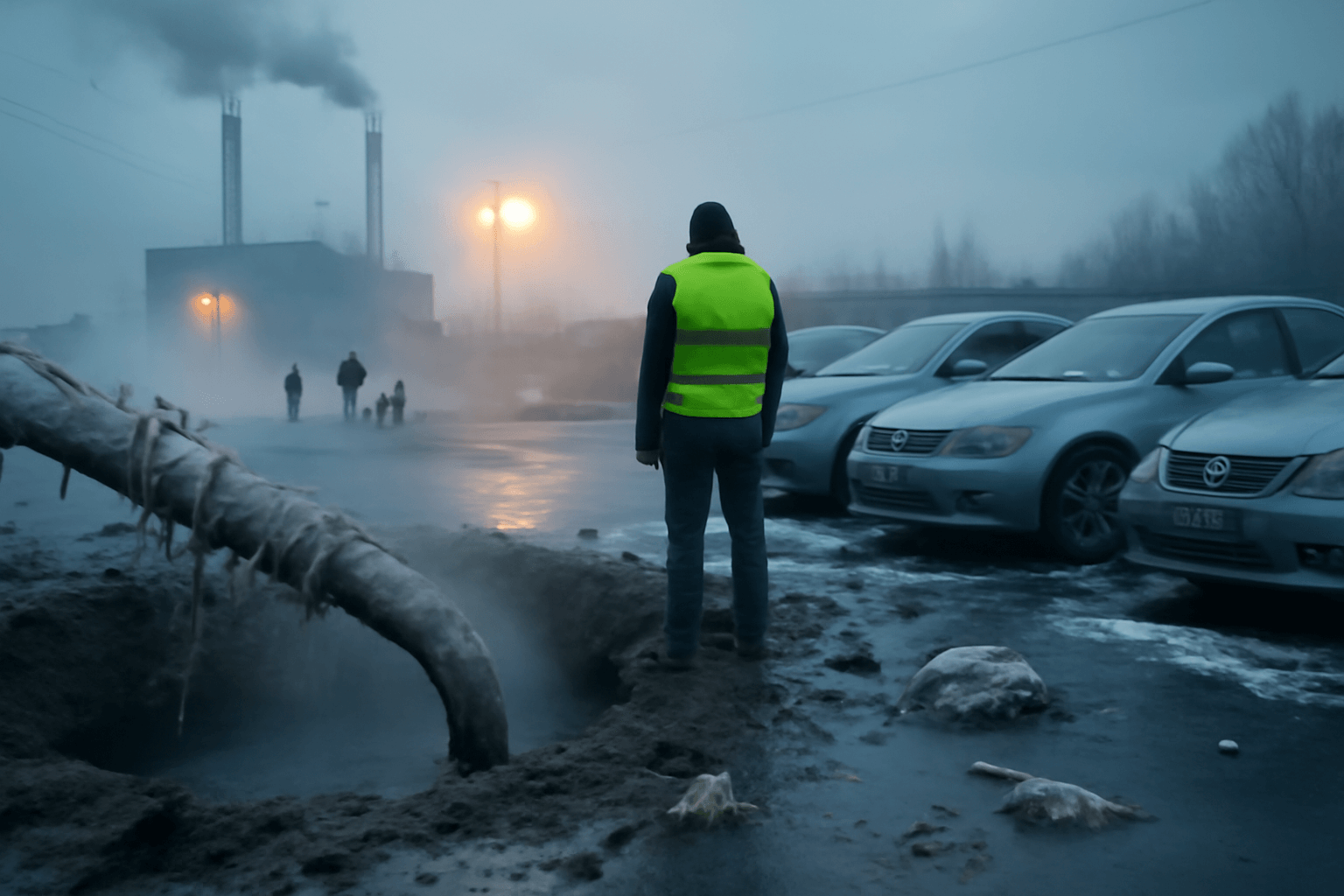 Výbuch horkovodu v Plzni vytvořil kráter, zemina zasypala okolní auta