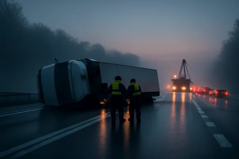 Převrácený kamion zablokoval D6 u Hostivice, na dálnici byla i další nehoda u Krušovic
