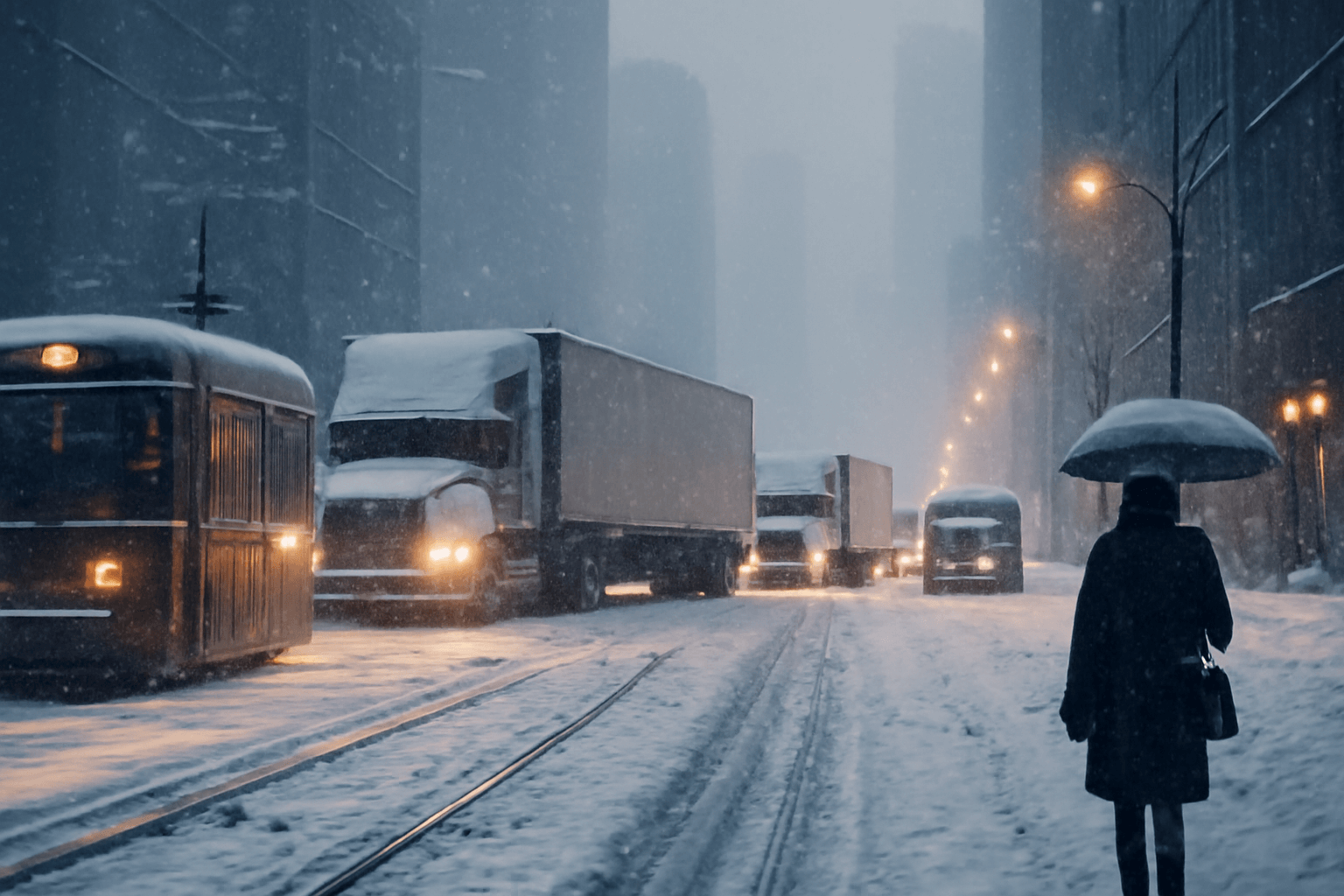 Sněžení paralyzovalo dopravu v Praze: kamiony uvízly, MHD omezená a letiště omezilo přílety