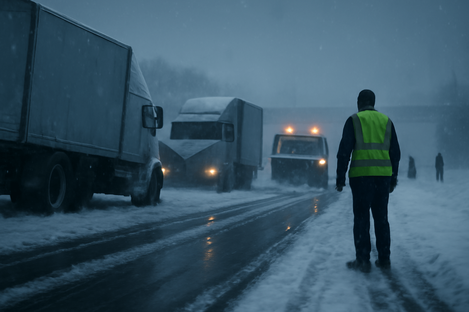 Silné sněžení paralyzovalo dopravu v Česku: v Praze i na dálničních tazích stojí kamiony