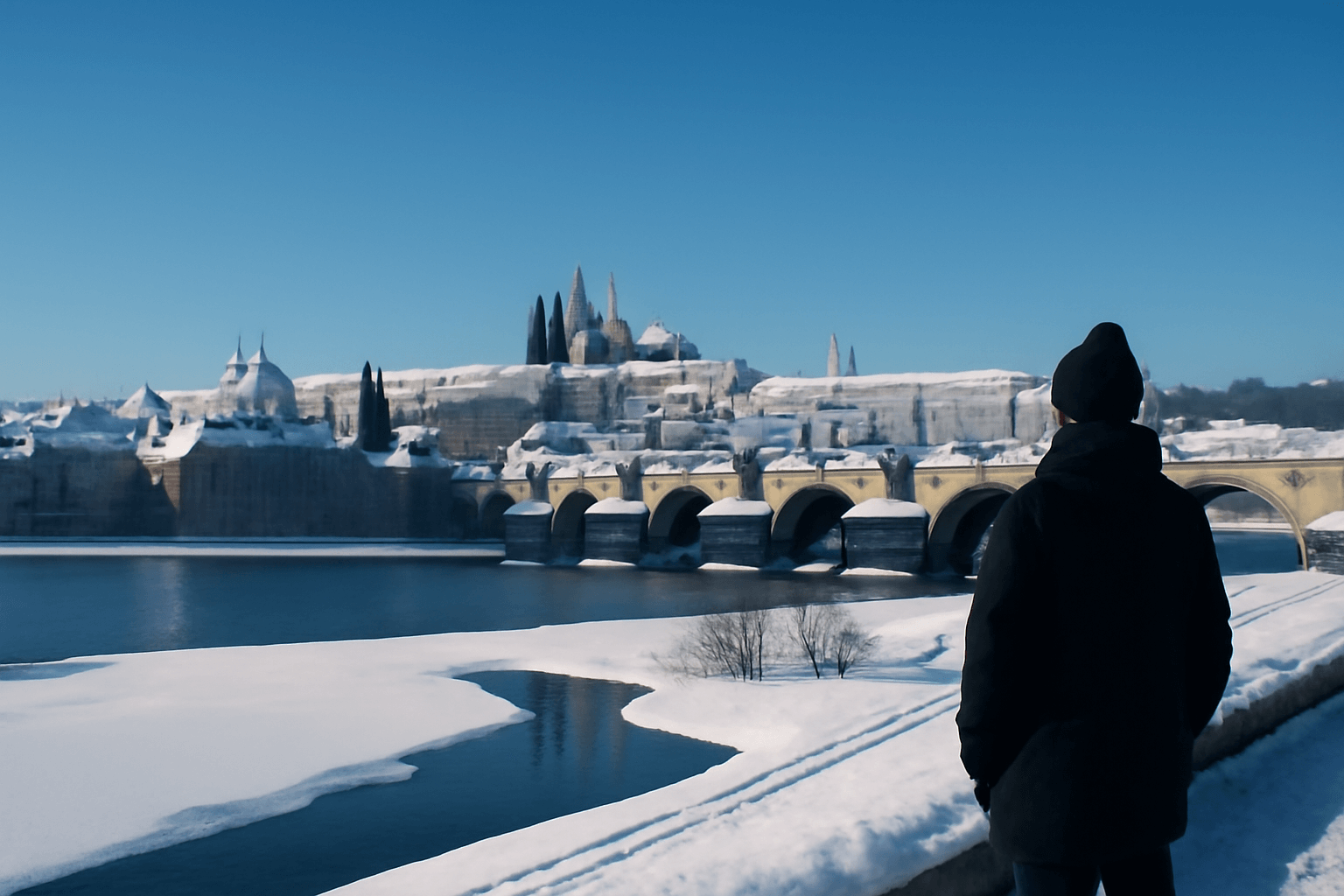 Do Prahy dorazila ladovská zima: mráz, sníh a modré nebe