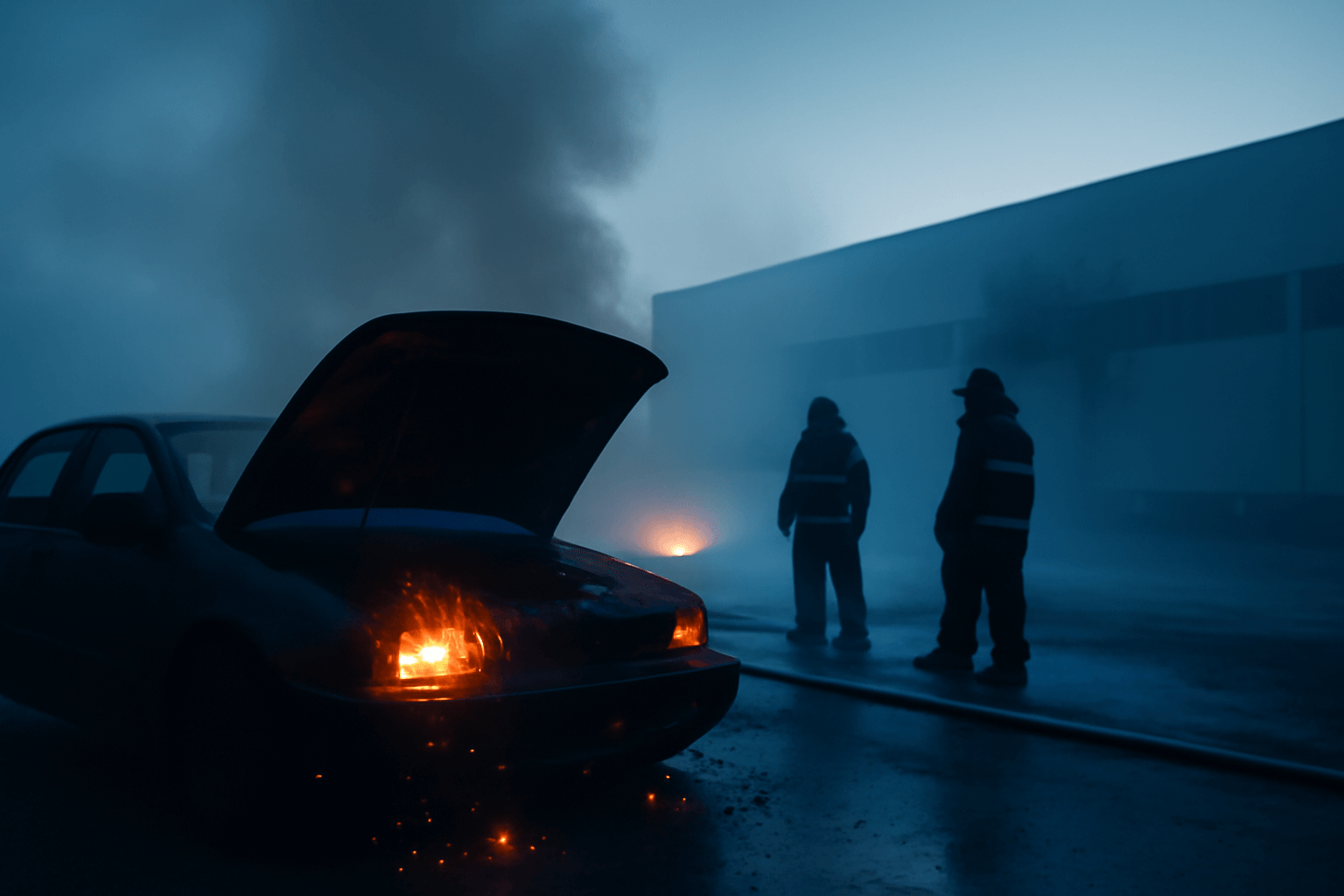 Požár v Plané u Českých Budějovic: oheň se z auta rozšířil na skladovou halu