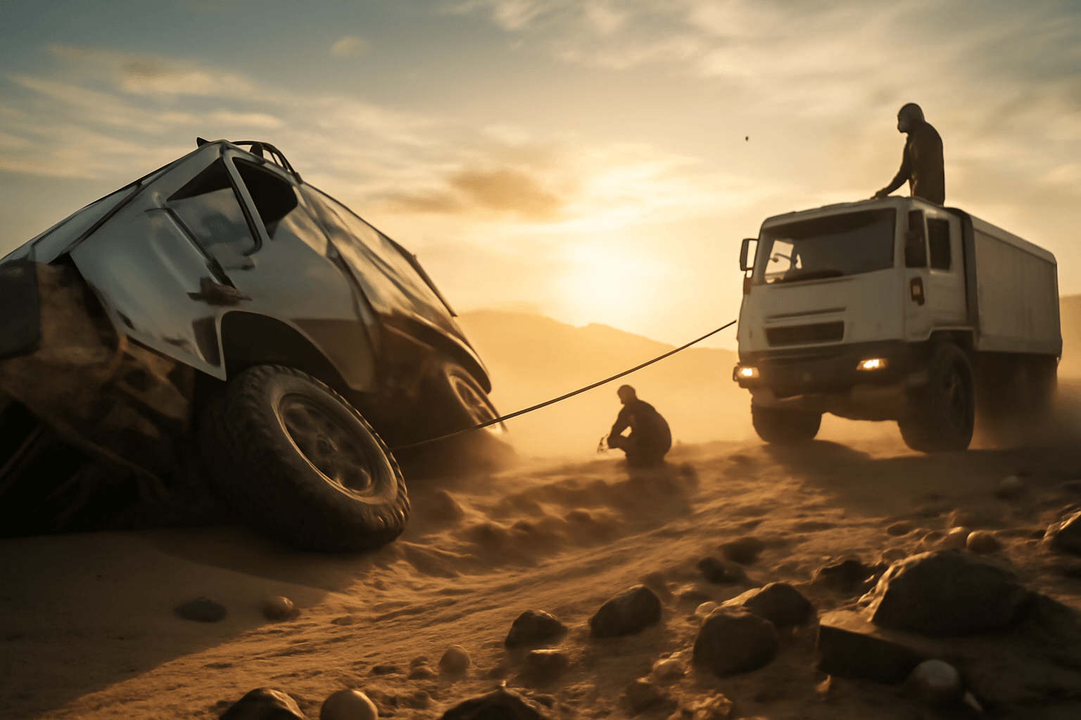 Duch Dakaru žije: Loprais hodil kamion na bok, zachránil ho rival Žala