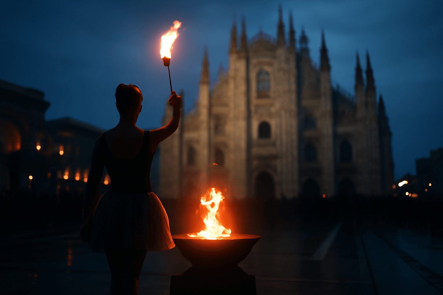 Zimní olympijský oheň v Miláně: Nicoletta Manni zapálila plamen na Duomu
