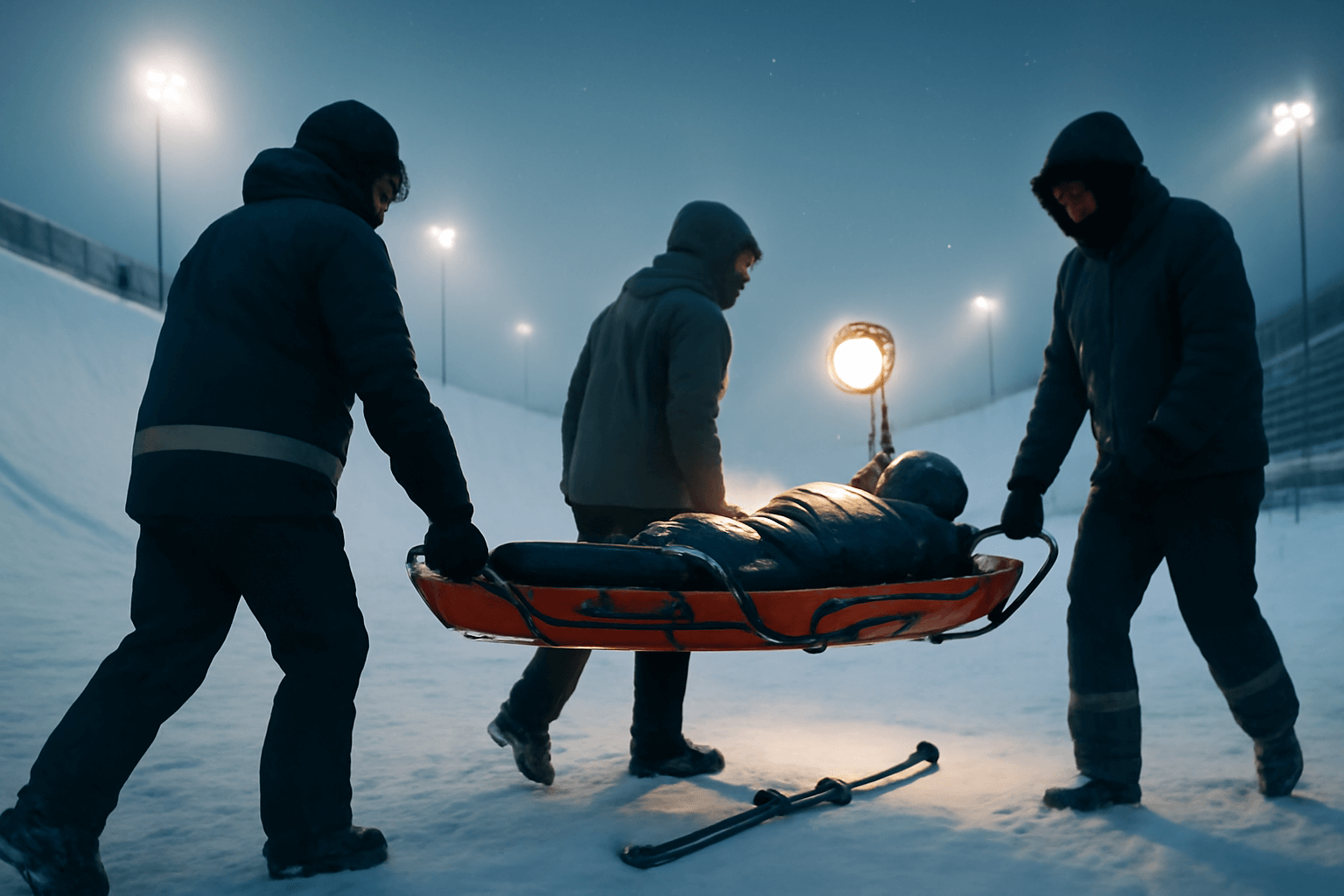 Finley Melville Ives odvezen v péči záchranářů po pádu v kvalifikaci U-rampy