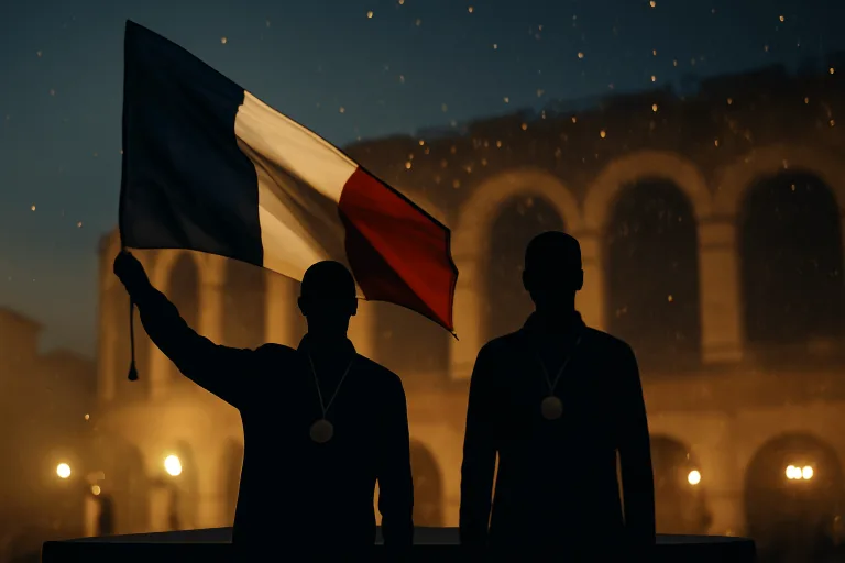 Weston a Bankes ponesou vlajku britského týmu při závěrečném ceremoniálu v Veroně