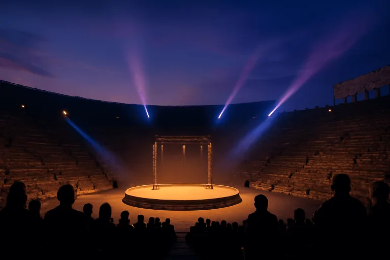 Arena v Veroně jako Verona Olympic Arena: starověký amfiteátr v roli scény závěrečné ceremonie