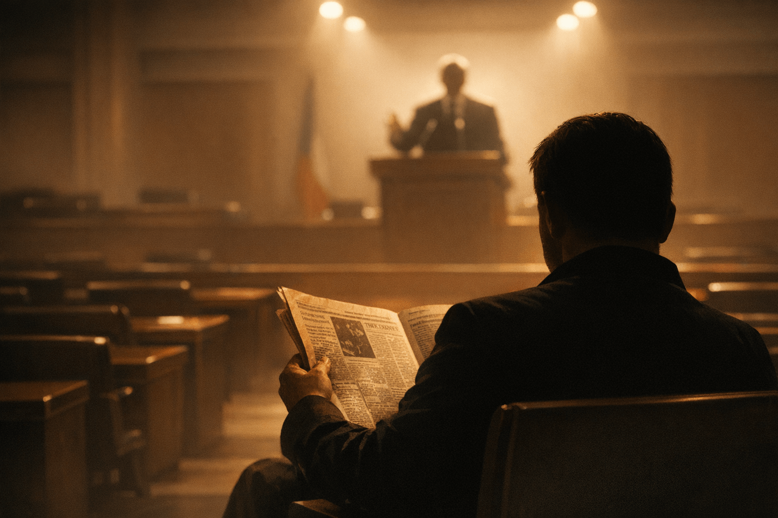 Macinka během projevu prezidenta Pavla listoval v Rudém právu