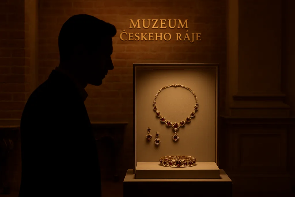 Unikátní zlatá souprava s českými granáty vystavena v Turnově