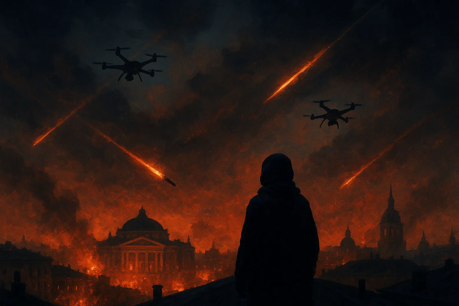 Kyjev čelí rozsáhlému ruskému útoku: stovky dronů a raket zasáhly město