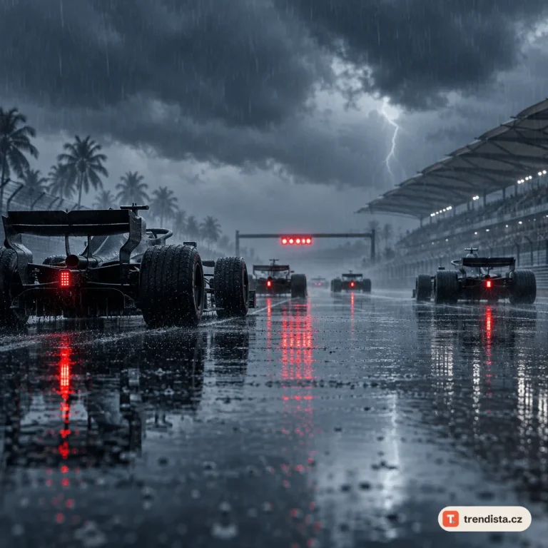 Déšť a potíže vozů přerušily start formule 1 v Sepangu
