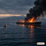 U Soči hoří tanker Aframax Rio, 23 členů posádky je v bezpečí
