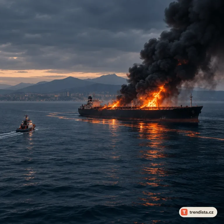 U Soči hoří tanker Aframax Rio, 23 členů posádky je v bezpečí