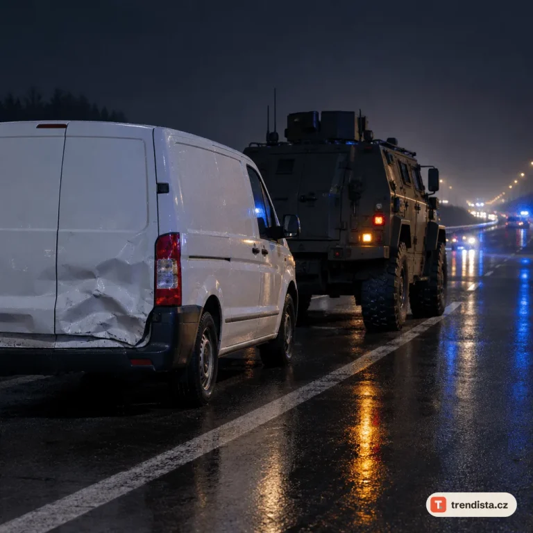 Transportér Titus se na D35 srazil s dodávkou, žena se zranila